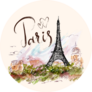 Hand Drawn Illustration Eiffel Tower Paris France Sticker