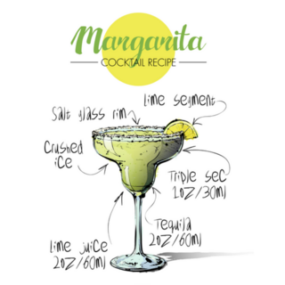 Hand Drawn Illustration Of Cocktail Margarita Recipe Sticker