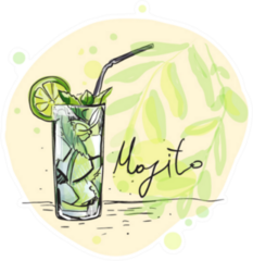 Hand Drawn Illustration Of Cocktail Sticker