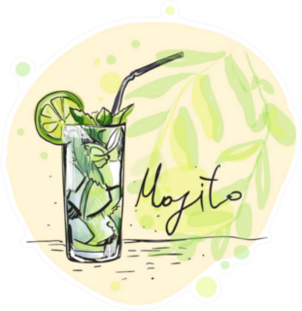 Hand Drawn Illustration Of Cocktail Sticker