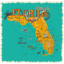 Hand Drawn Illustration Of Florida Map Destinations Sticker