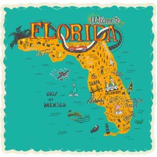 Hand Drawn Illustration Of Florida Map Destinations Sticker
