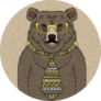 Hand Drawn Illustration Of Hipster Bear With Mustache Sticker