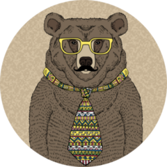 Hand Drawn Illustration Of Hipster Bear With Mustache Sticker