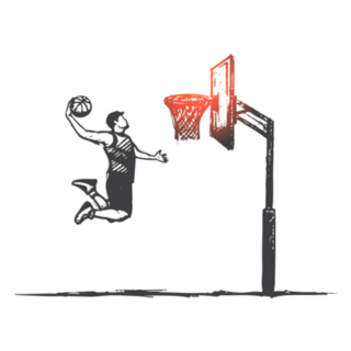 Hand Drawn Illustration of Man Playing Basketball Sticker