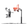 Hand Drawn Illustration of Man Playing Basketball Sticker