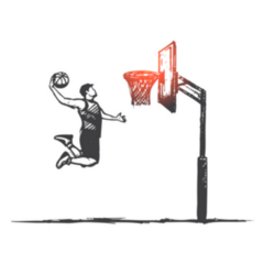 Hand Drawn Illustration of Man Playing Basketball Sticker