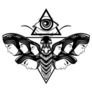 Hand Drawn Illustration Of Moth With All Seeing Eye Sticker