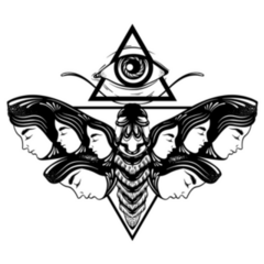 Hand Drawn Illustration Of Moth With All Seeing Eye Sticker