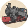 Hand Drawn Illustration Of Retro Steam Locomotive Sticker