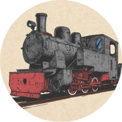 Hand Drawn Illustration Of Retro Steam Locomotive Sticker