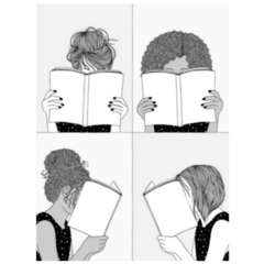 Hand Drawn Illustrations Of Girls Reading Sticker