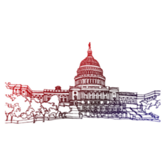 Hand Drawn Ink Line Sketch Washington City Capitol Sticker