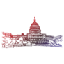 Hand Drawn Ink Line Sketch Washington City Capitol Sticker