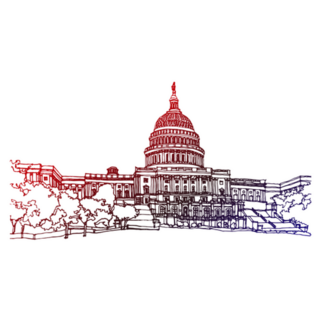 Hand Drawn Ink Line Sketch Washington City Capitol Sticker