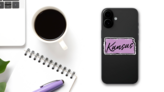 Hand Drawn Kansas State Sticker on a Phone (New) example