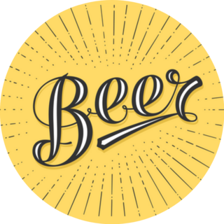 Hand Drawn Lettering Beer On Yellow Sticker