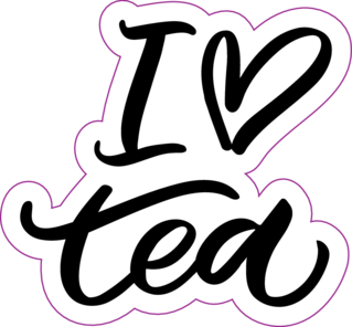 Hand Drawn Lettering Quote I Love Tea Sticker