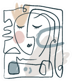 Hand Drawn Line Portrait Face Art Sticker