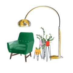 Hand Drawn Living Room Furniture And Plants Sticker