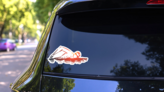 Hand Drawn Man Swim In Pool Sticker on a Rear Car Window (New) example