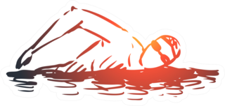 Hand Drawn Man Swim In Pool Sticker