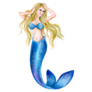 Hand Drawn Mermaid Watercolor Sticker