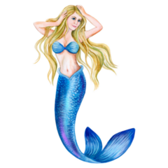 Hand Drawn Mermaid Watercolor Sticker