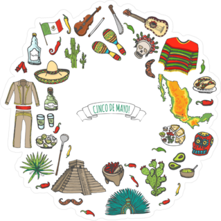 Hand Drawn Mexico Icons Circle Sticker