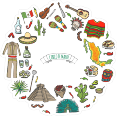 Hand Drawn Mexico Icons Circle Sticker