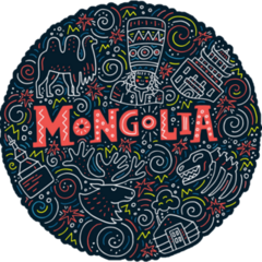 Hand Drawn Mongolia Culture Doodle Sticker