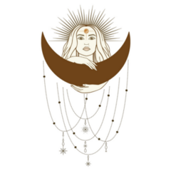 Hand Drawn Mystical Woman With Moon Sticker