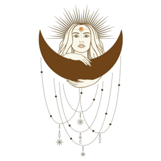 Hand Drawn Mystical Woman With Moon Sticker