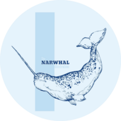 Hand Drawn Narwhal Blue Sticker