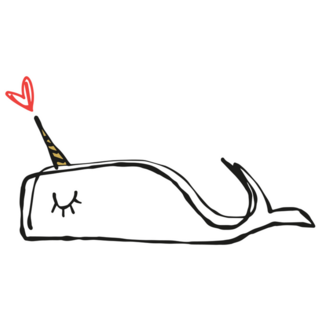Hand Drawn Narwhal Heart Sticker