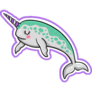 Hand Drawn Narwhal On Purple Sticker
