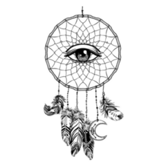 Hand Drawn Native American Dreamcatcher With Eye Sticker