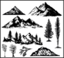 Hand Drawn Nature Pines Cones Mountains Landscape Sticker