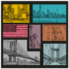 Hand Drawn New York City Collage Colorful Sticker