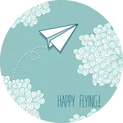 Hand-drawn Paper Airplane And Clouds Happy Flying Sticker