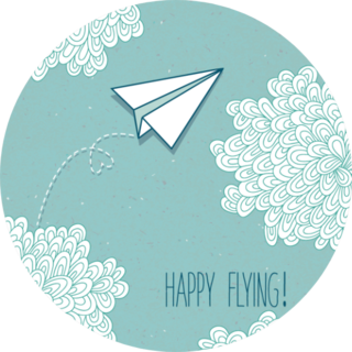 Hand-drawn Paper Airplane And Clouds Happy Flying Sticker