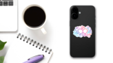 Hand Drawn Peace Sign Heart Sticker on a Phone (New) example