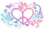 Hand Drawn Peace Sign Heart Sticker