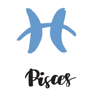 Hand Drawn Pisces Symbol And Lettering Sticker