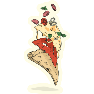 Hand Drawn Pizza Slice Deconstructed Sticker