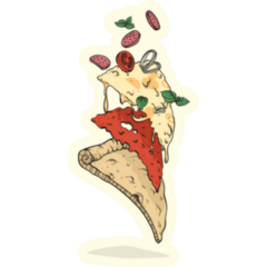 Hand Drawn Pizza Slice Deconstructed Sticker