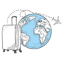 Hand Drawn Plane Traveling Around The World Sticker