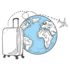 Hand Drawn Plane Traveling Around The World Sticker