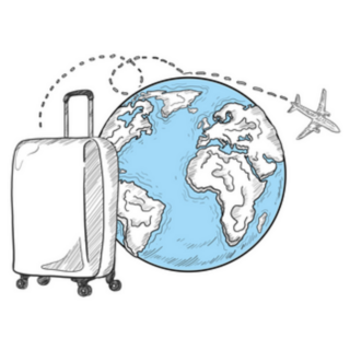 Hand Drawn Plane Traveling Around The World Sticker