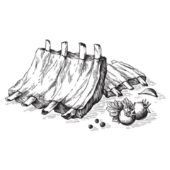 Hand Drawn Pork Fried Ribs BBQ Illustration Sticker